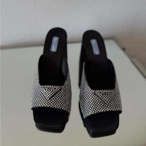 New Prada Crystal Embellished satin sandals $1,700 41 - Picture 8 of 15